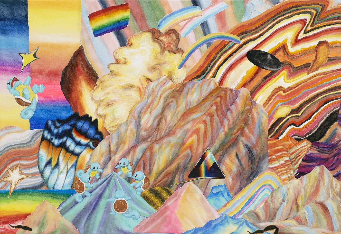 본문 이미지 - 조세랑_망막 끝 여름, 화선지에 수묵채색 꼴라주, 116X80cm, 2025 &#40;교보문고 제공&#41;