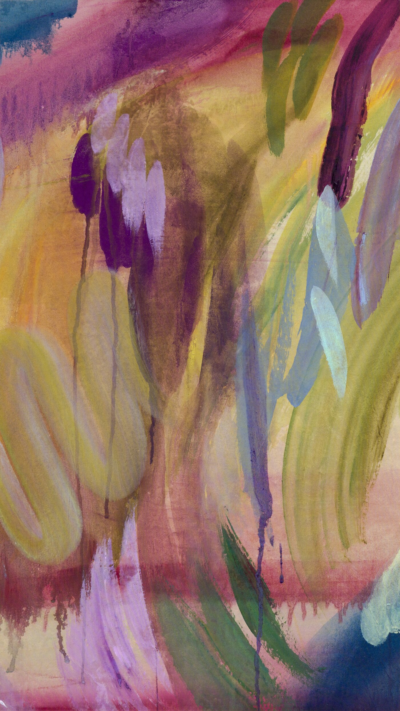 본문 이미지 - 정윤영_밤을 채우는 움직임 No.11 &#40;Nocturnal Movements, No.11&#41;, water color, pigment powder on silk layered paper, 71&times;40cm, 2025 &#40;갤러리 채율 제공&#41;