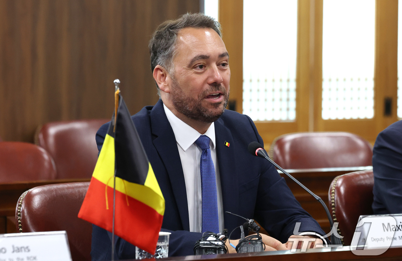 (서울=뉴스1) 임세영 기자 = 막심 프레보 벨기에 부총리 겸 외교·유럽·개발협력 장관이 18일 서울 종로구 외교부 청사에서 열린 한-벨기에 외교장관회담에서 발언을 하고 있다. 2 …