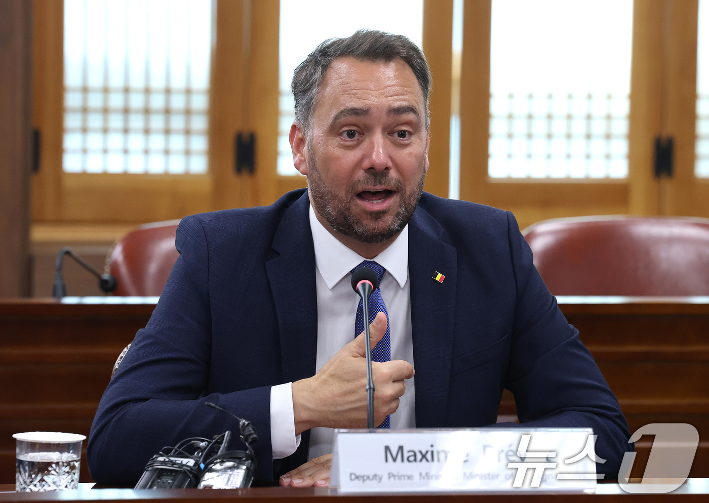 (서울=뉴스1) 임세영 기자 = 막심 프레보 벨기에 부총리 겸 외교·유럽·개발협력 장관이 18일 서울 종로구 외교부 청사에서 열린 한-벨기에 외교장관회담에서 발언을 하고 있다. 2 …