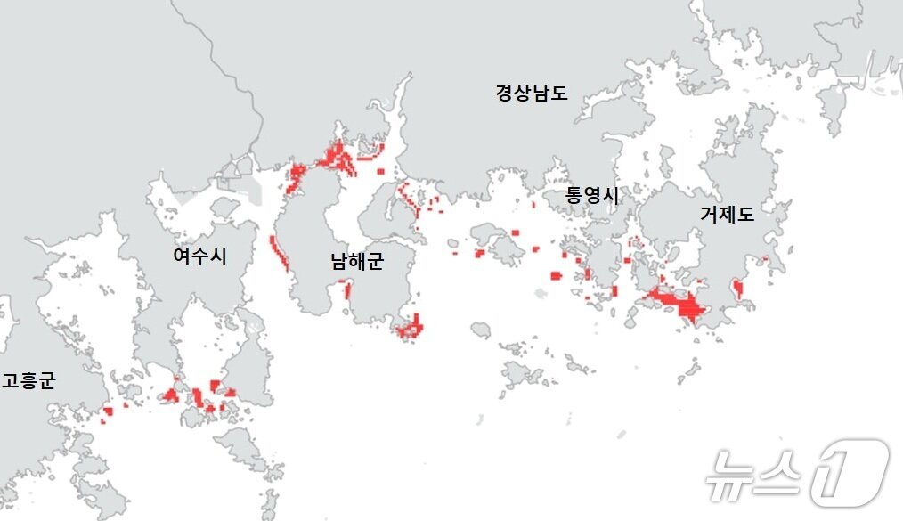 본문 이미지 - 적조 발생 해역.(국립수산과학원 제공. 재판매 및 DB금지)