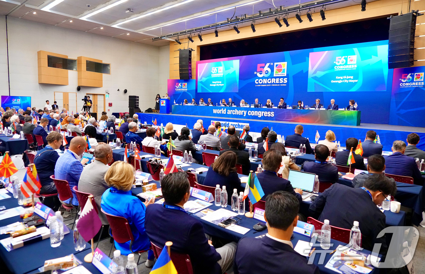 (광주=뉴스1) 이수민 기자 = 2일 광주 서구 김대중컨벤션센터에서 세계양궁연맹 총회 본회의가 열리고 있다. (광주시 제공. 재판매 및 DB금지) 2025.9.2/뉴스1