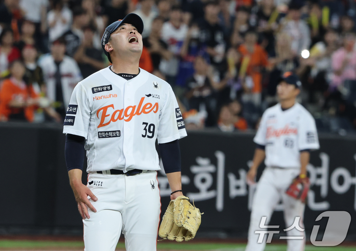 (대전=뉴스1) 김기태 기자 = 2일 대전 한화생명 볼파크에서 열린 프로야구 '2025 신한 SOL뱅크 KBO 리그' 기아 타이거즈와 한화 이글스 경기에서 한화가 3:21로 승리하 …