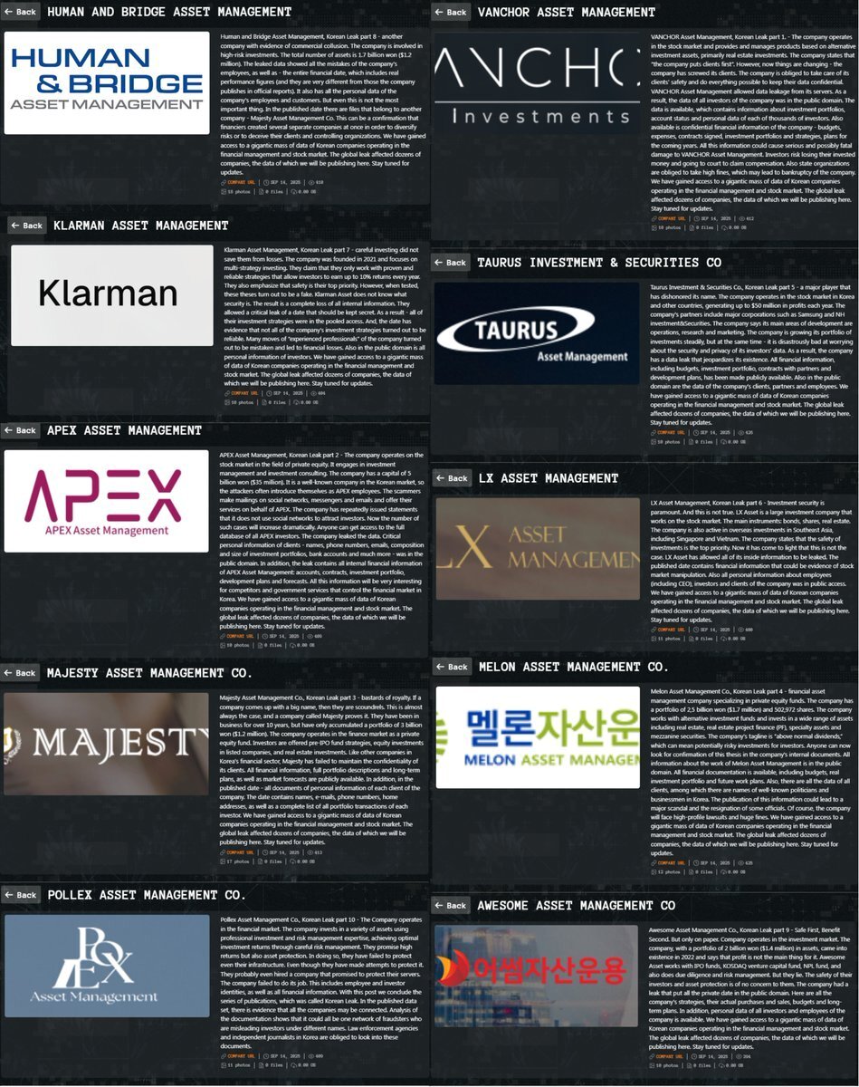 본문 이미지 - 치린으로 인해 피해를 본 한국 자산운용사 목록.(Hackmanac X 갈무리)