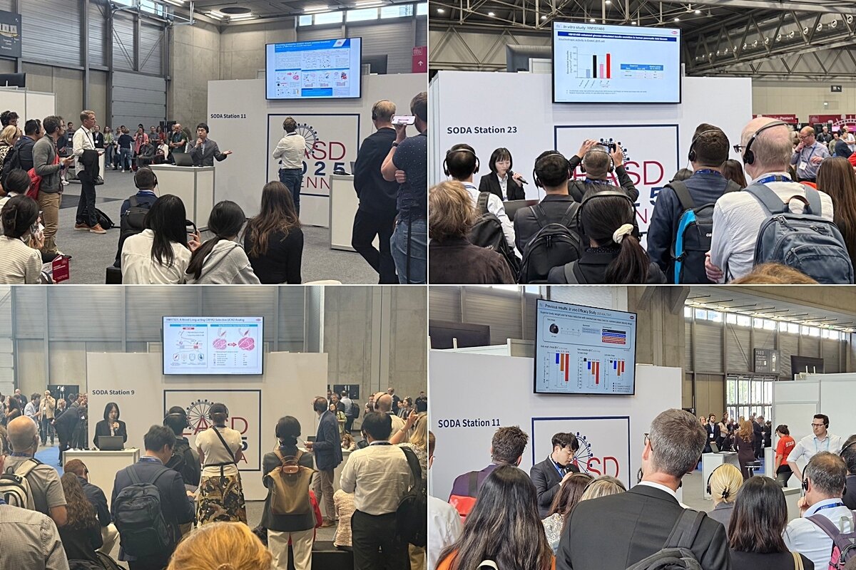 본문 이미지 - 한미약품 관계자들이 유럽당뇨병학회&#40;EASD 2025&#41;에서 비만 신약 연구와 관련한 각종 결과를 발표하고 있다.&#40;한미약품 제공&#41;/뉴스1