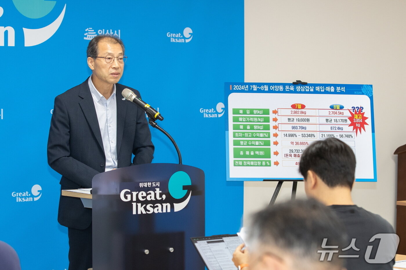 본문 이미지 - 23일 익산시 바이오농정국 담당자가 시청 브링핑룸에서 기자간담회를 열고 어량 로컬푸드직매장에 대한 감사결과와 협동조합의 반론에 대한 입장을 발표하며, 위탁해지 절차에 돌입했다고 밝혔다.&#40;익산시 제공. 재판매 및 DB 금지&#41;