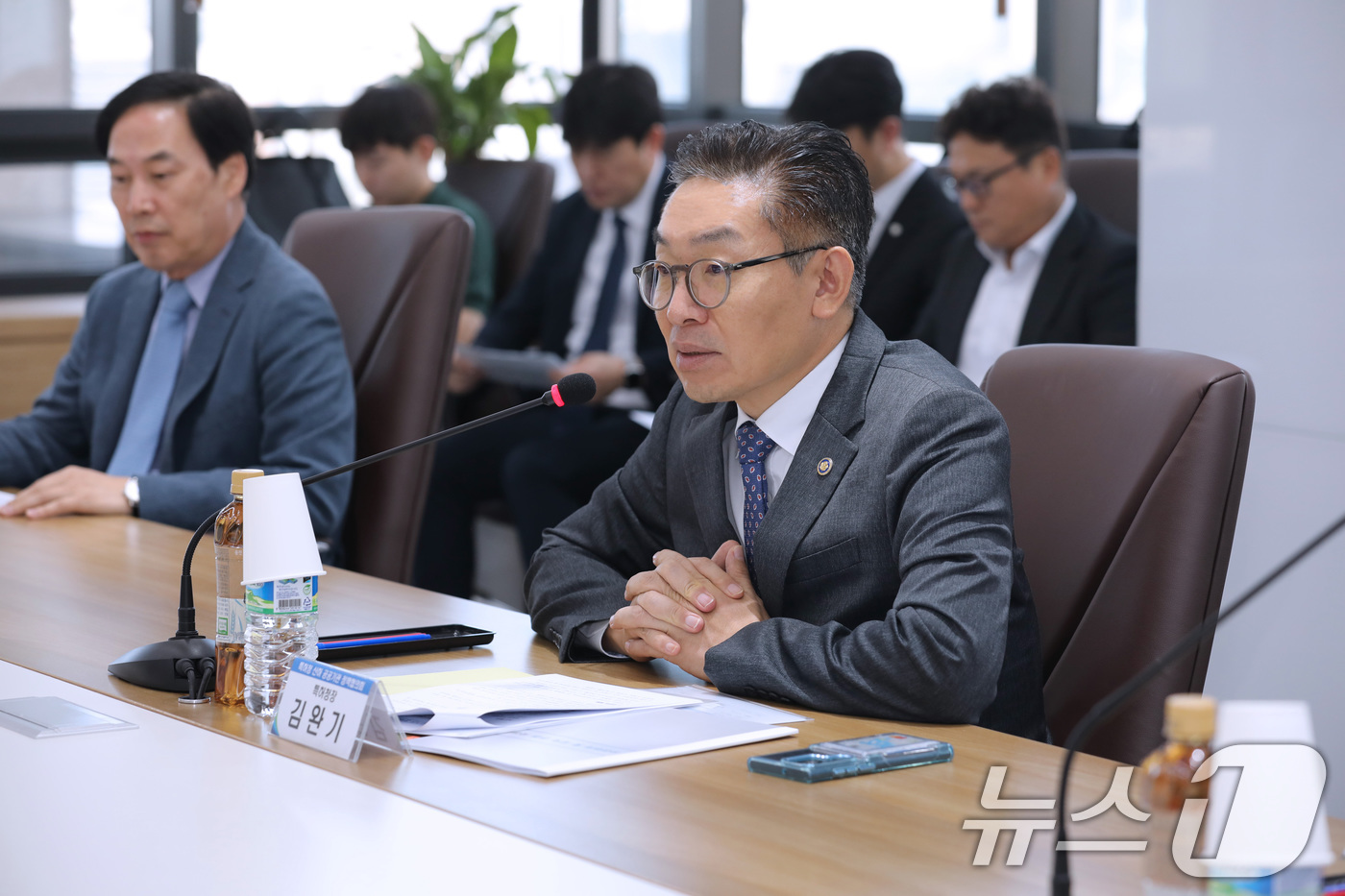 (서울=뉴스1) = 김완기 특허청장이 25일 한국지식재산센터에서 열린 ‘특허청 산하 공공기관 정책협의회’에서 인사말을 하고 있다. (특허청 제공. 재판매 및 DB 금지) 2025. …