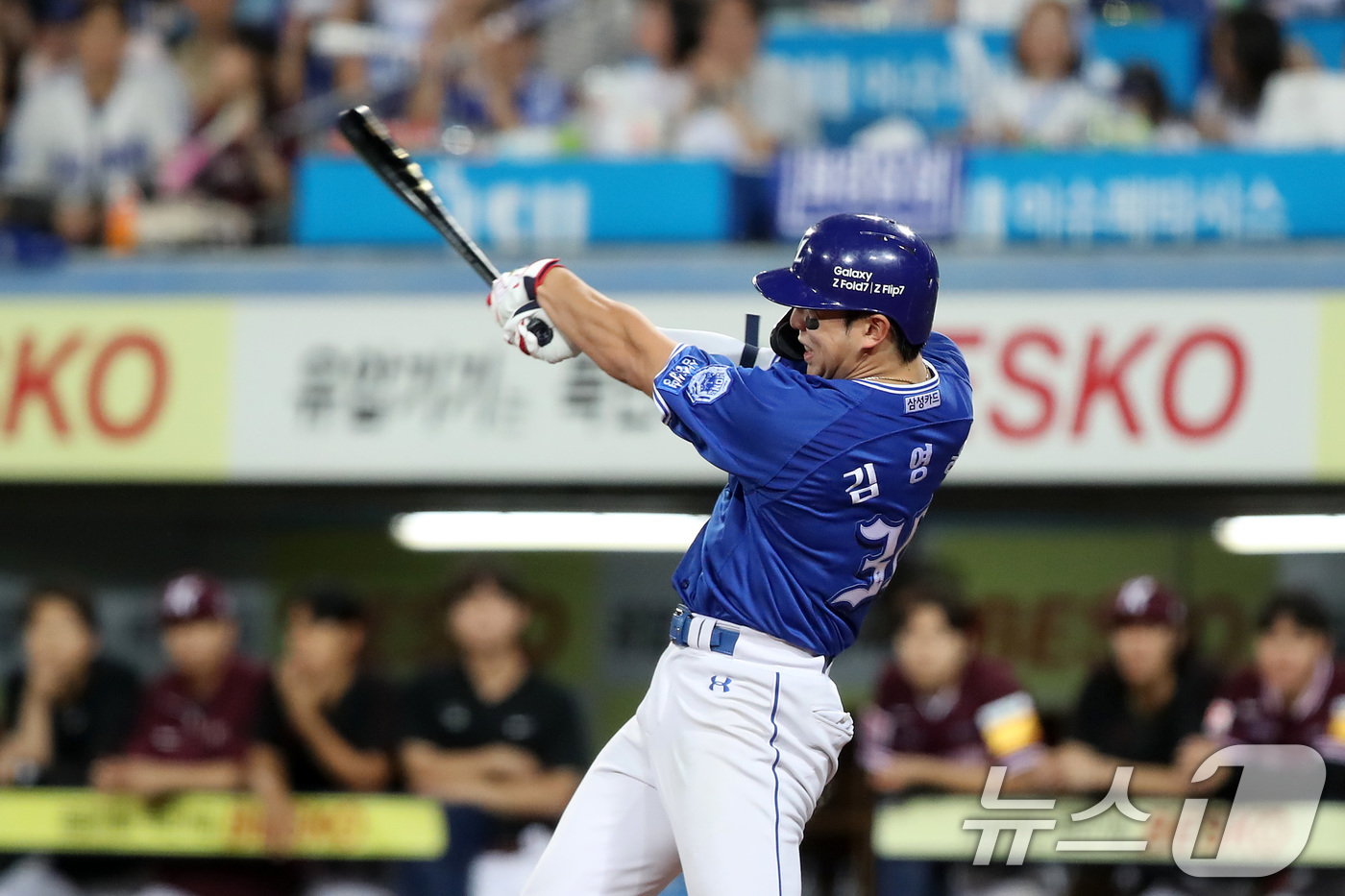 (대구=뉴스1) 공정식 기자 = 25일 오후 대구 수성구 삼성라이온즈파크에서 열린 프로야구 '2025 신한 SOL뱅크 KBO 리그' 키움 히어로즈와 삼성 라이온즈의 경기, 5회말 …