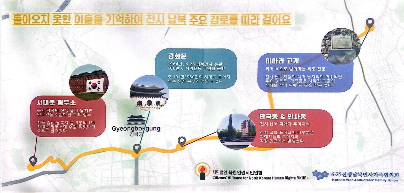 본문 이미지 - &#39;서울 전시납북 기억의 길 함게 걷기&#39; 행사. &#40;북한인권시민연합 제공&#41;