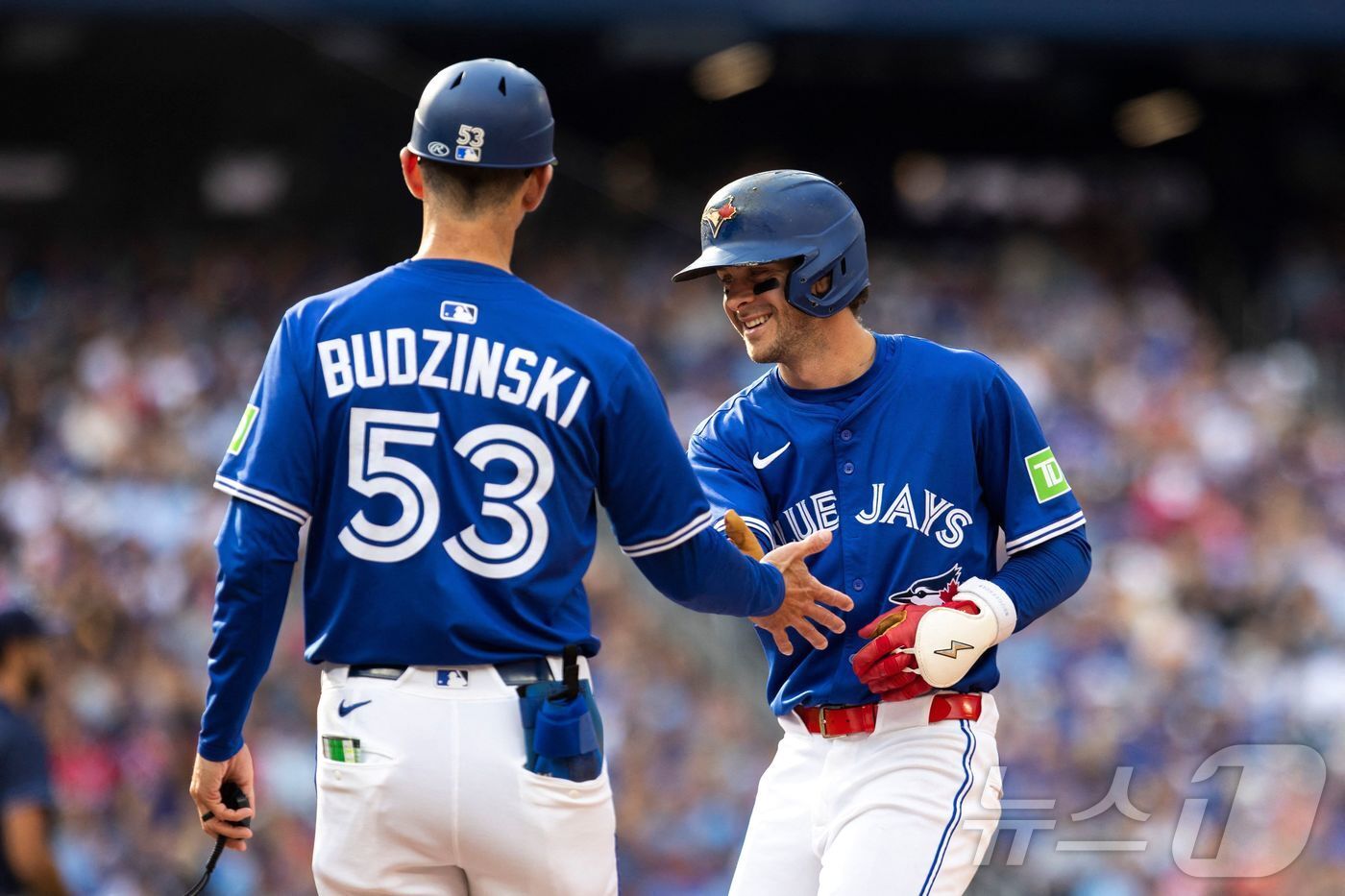 본문 이미지 - 토론토 블루제이스는 29일&#40;한국시간&#41; 열리는 탬파베이 레이스전에서 승리하면 자력으로 아메리칸리그 동부지구 우승을 차지한다. ⓒ AFP=뉴스1