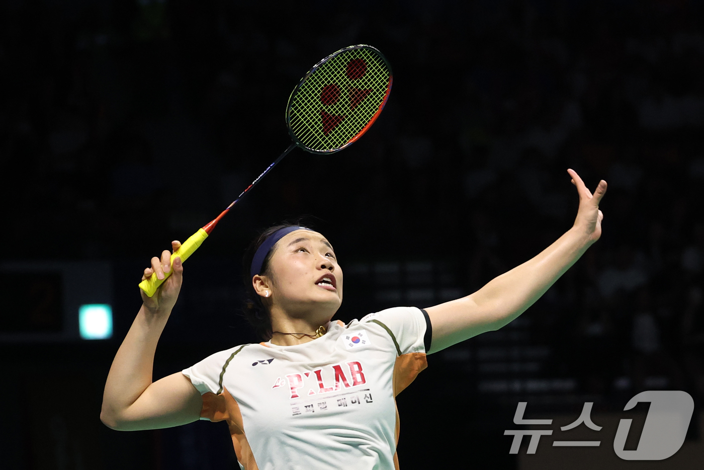 (수원=뉴스1) 김영운 기자 = 안세영이 28일 경기 수원시 장안구 수원종합운동장에서 열린 '2025 세계배드민턴연맹(BWF) 월드 투어 코리아오픈(슈퍼 500)' 여자단식 일본 …