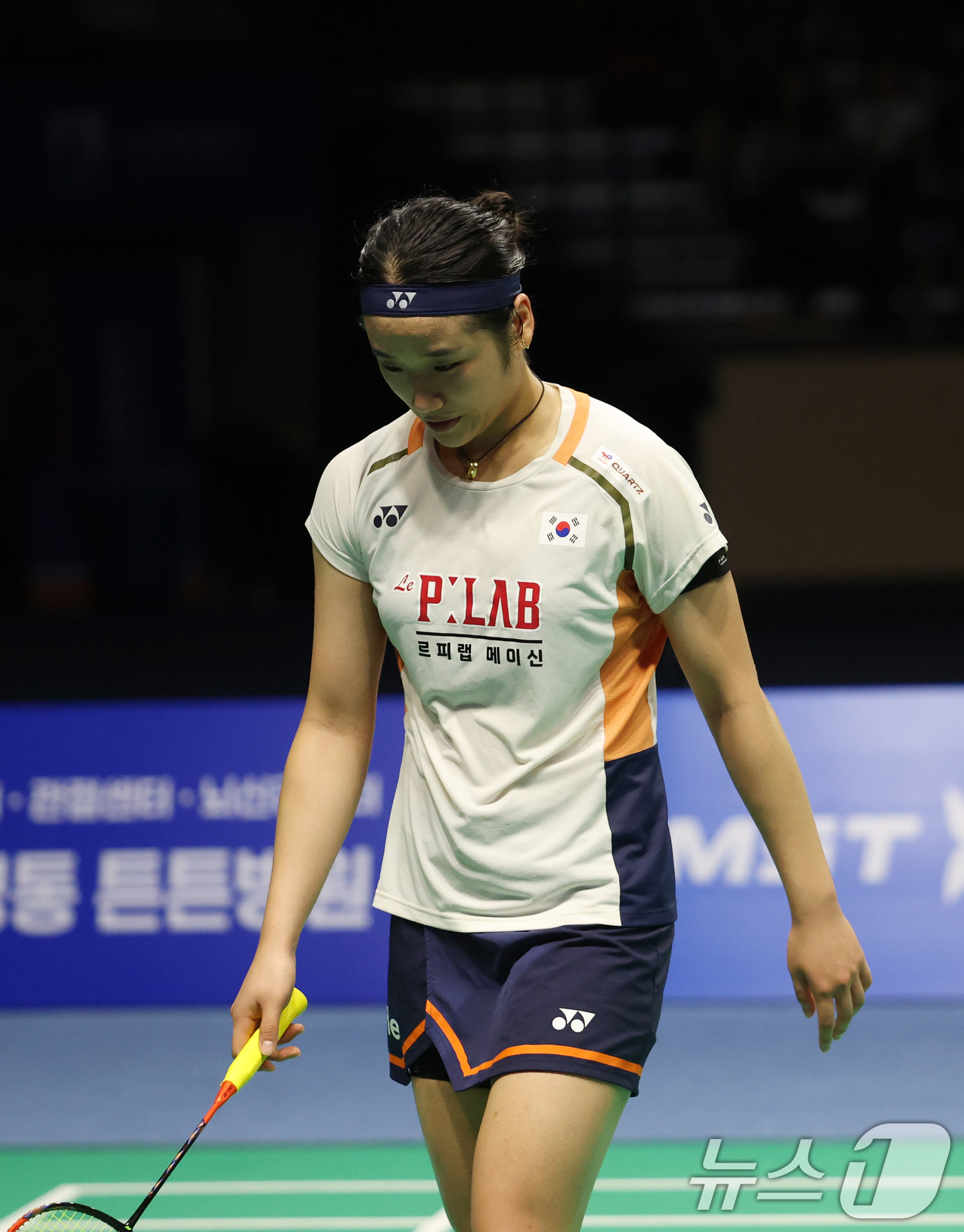 (수원=뉴스1) 김영운 기자 = 안세영이 28일 경기 수원시 장안구 수원종합운동장에서 열린 '2025 세계배드민턴연맹(BWF) 월드 투어 코리아오픈(슈퍼 500)' 여자단식 일본 …