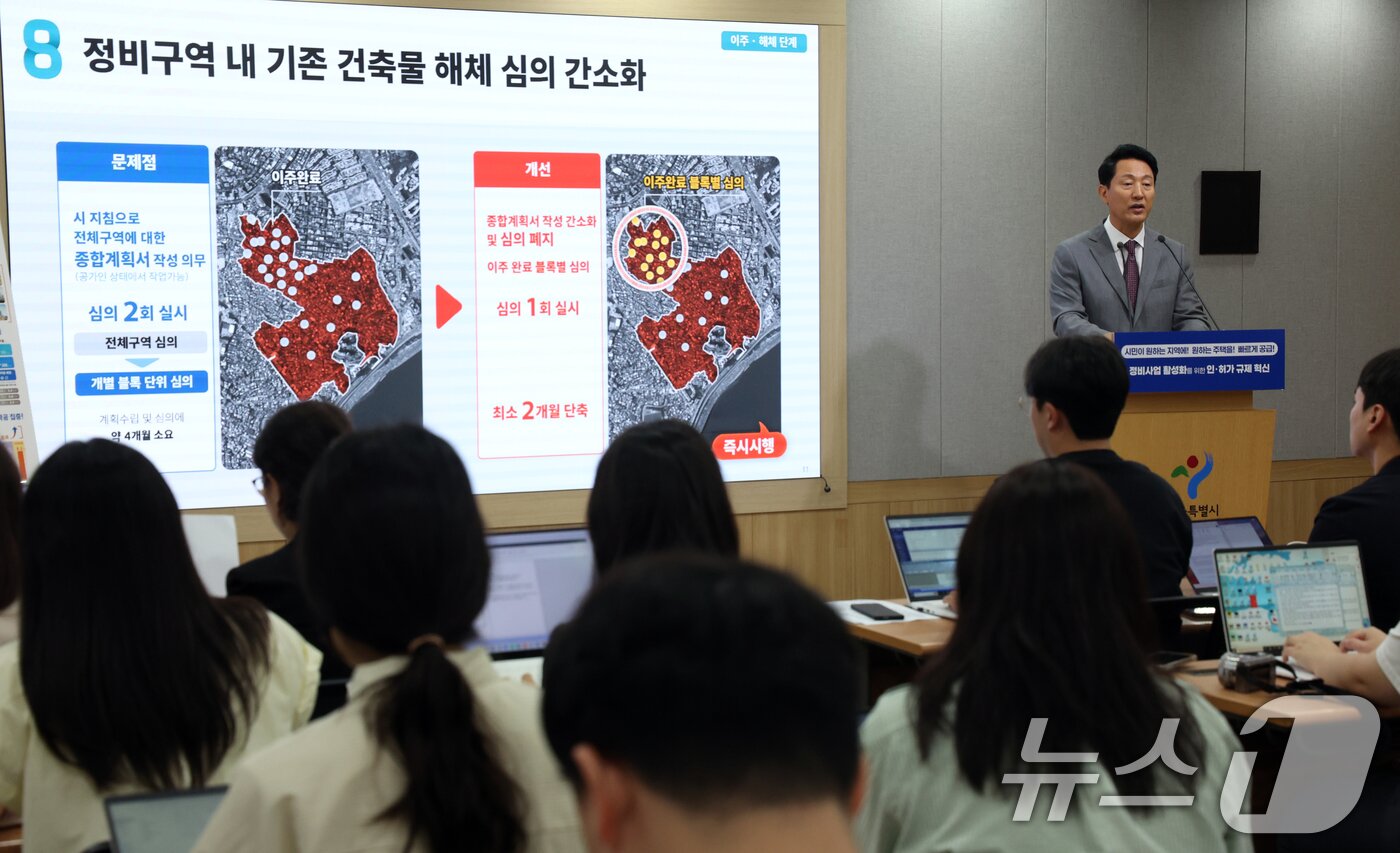 본문 이미지 - 오세훈 서울시장이 29일 서울 중구 시청 브리핑룸에서 서울시 주택공급 대책 기자설명회를 하고 있다. 2025.9.29/뉴스1 ⓒ News1 김명섭 기자
