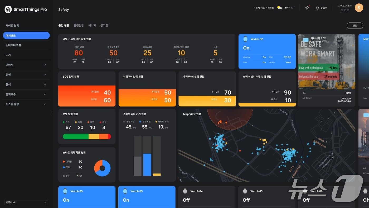 본문 이미지 - 삼성전자 갤럭시 워치 기반 B2B 스마트싱스 프로 안전 관리 설루션(삼성전자 제공)