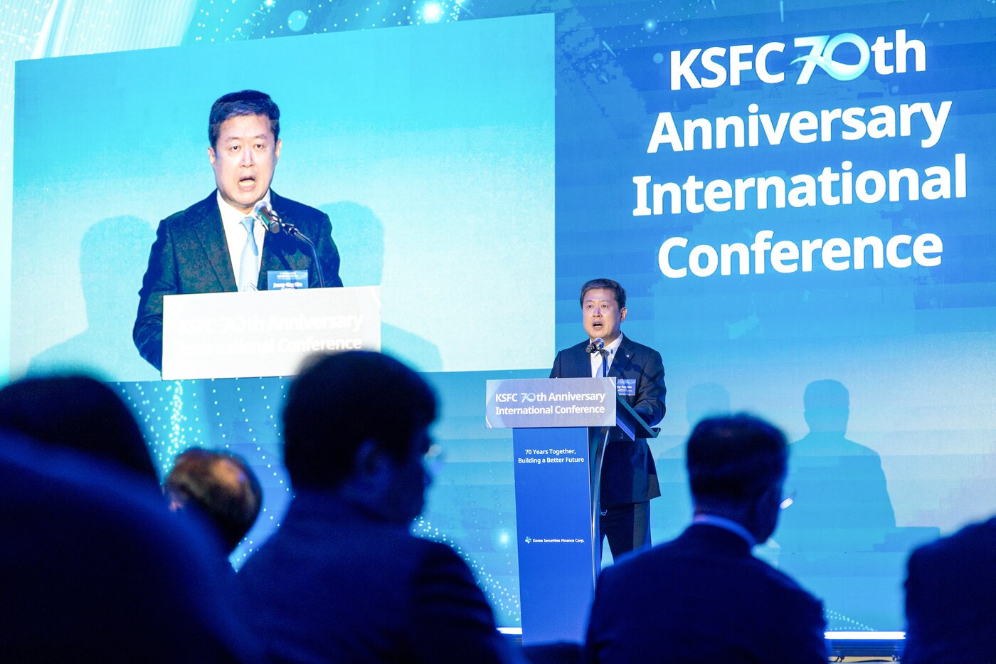 본문 이미지 - 김정각 한국증권금융 사장이 30일 서울 여의도 페어몬트 앰버서더 호텔에서 열린 &#39;국제 콘퍼런스&#39;에서 발언하고 있다. &#40;한국증권금융 제공&#41;