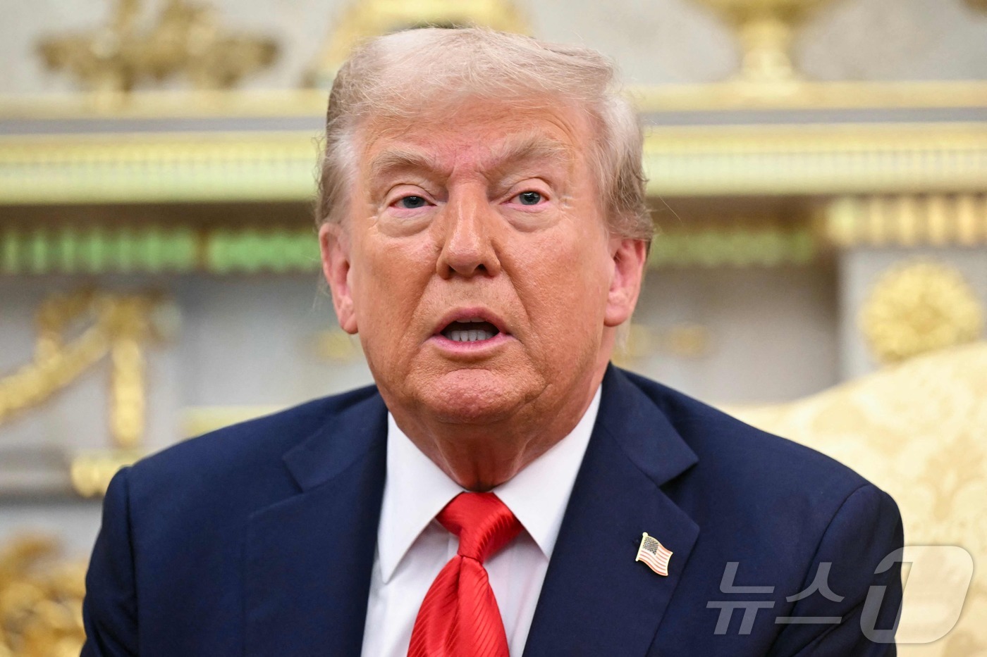 (워싱턴DC AFP=뉴스1) 류정민 특파원 = 도널드 트럼프 미국 대통령이 3일(현지시간) 워싱턴DC 백악관 집무실에서 카롤 나브로츠키 폴란드 대통령과 만나 발언하고 있다. 202 …