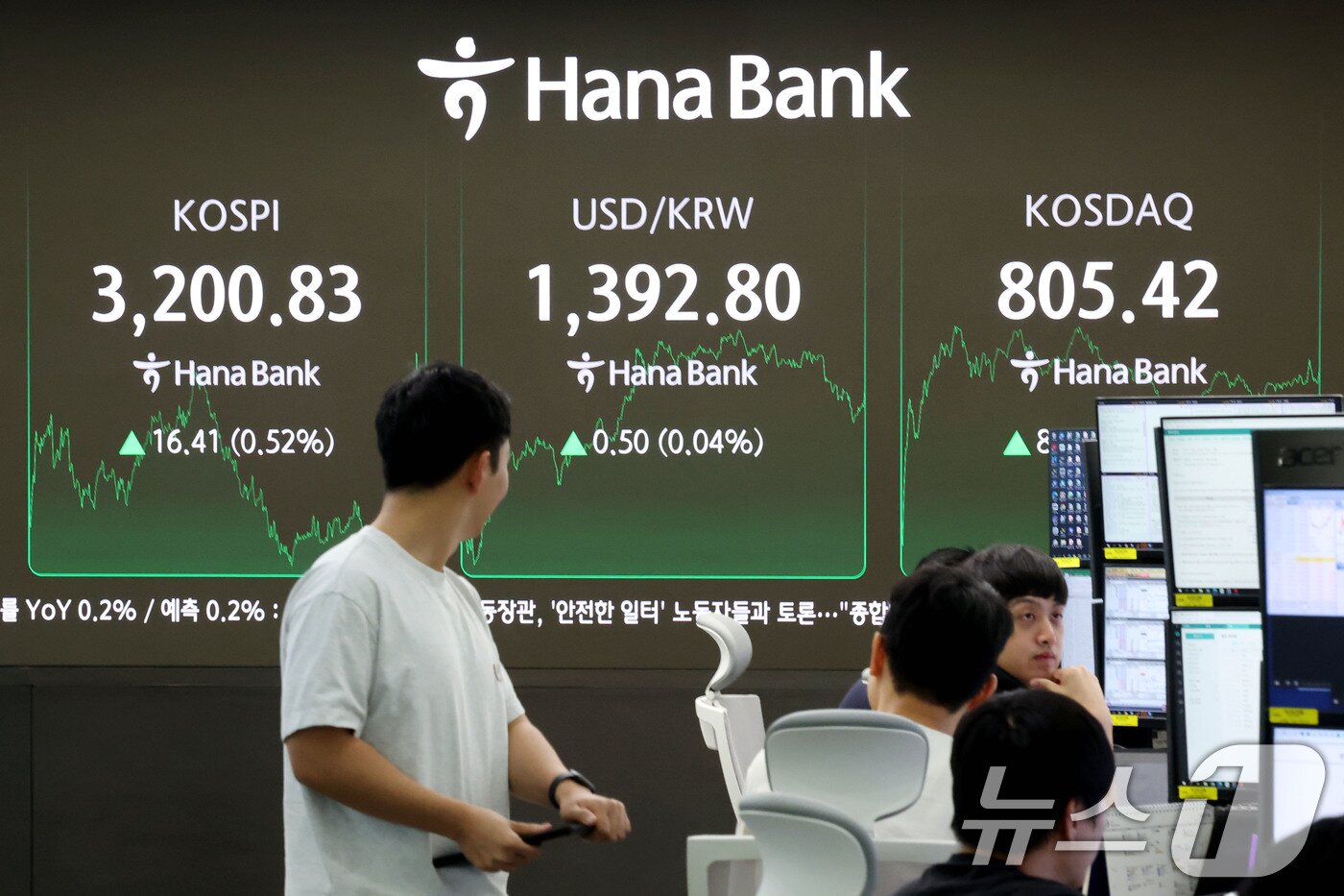 본문 이미지 - 서울 중구 하나은행 딜링룸 현황판. /뉴스1 ⓒ News1