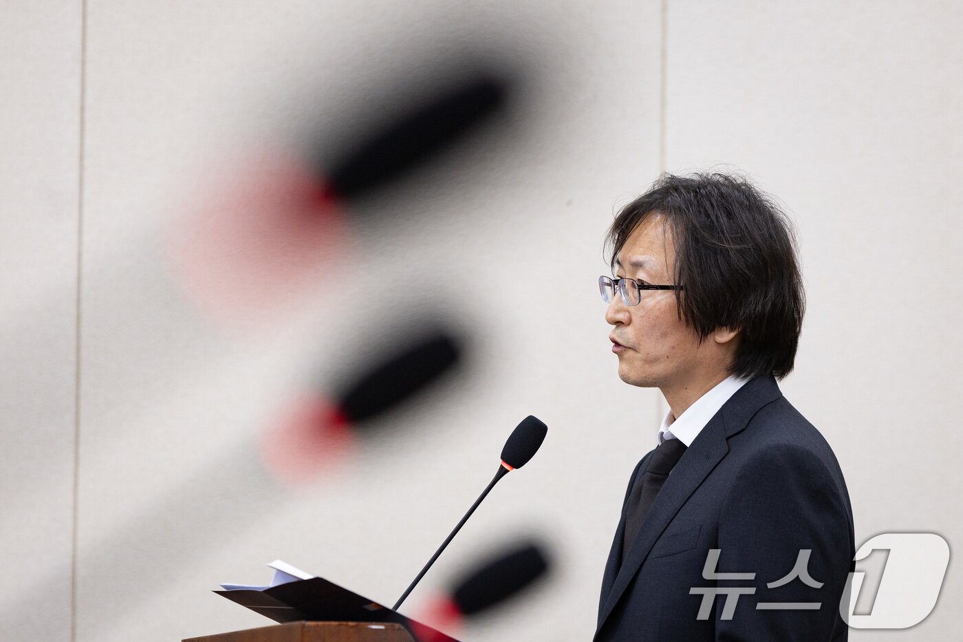 본문 이미지 - 주병기 공정거래위원장 후보자가 5일 서울 여의도 국회에서 열린 인사청문회에 출석해 모두 발언을 하고 있다. 2025.9.5/뉴스1 ⓒ News1 유승관 기자