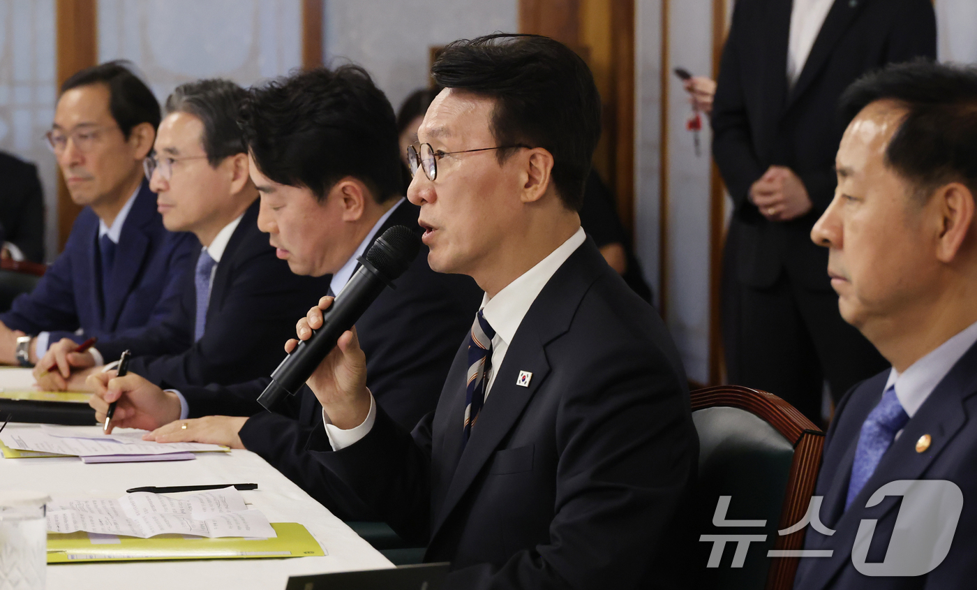 (서울=뉴스1) 박지혜 기자 = 김민석 국무총리가 7일 서울 종로구 삼청동 국무총리 서울공관에서 열린 제3차 고위당정협의회에서 발언하고 있다. (공동취재) 2025.9.7/뉴스1