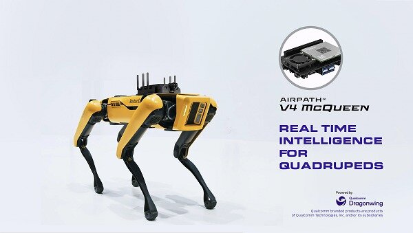 본문 이미지 - 보스턴 다이내믹스 스팟과 에어패스 V4 McQueen 플랫폼 / 사진=인티그리트 제공