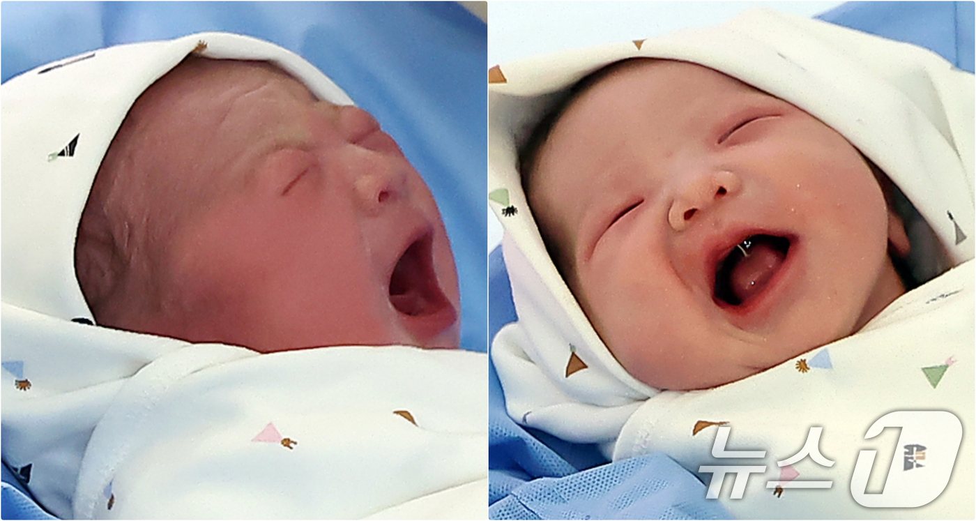 (서울=뉴스1) 김진환 기자 = 병오년(丙午年) 새해 첫 날인 1일 새벽 서울 강남구 강남차여성병원에서 산모 황은정씨와 남편 윤성민씨 사이에서 태어난 새해 첫 아기 쨈이(여야, 2 …