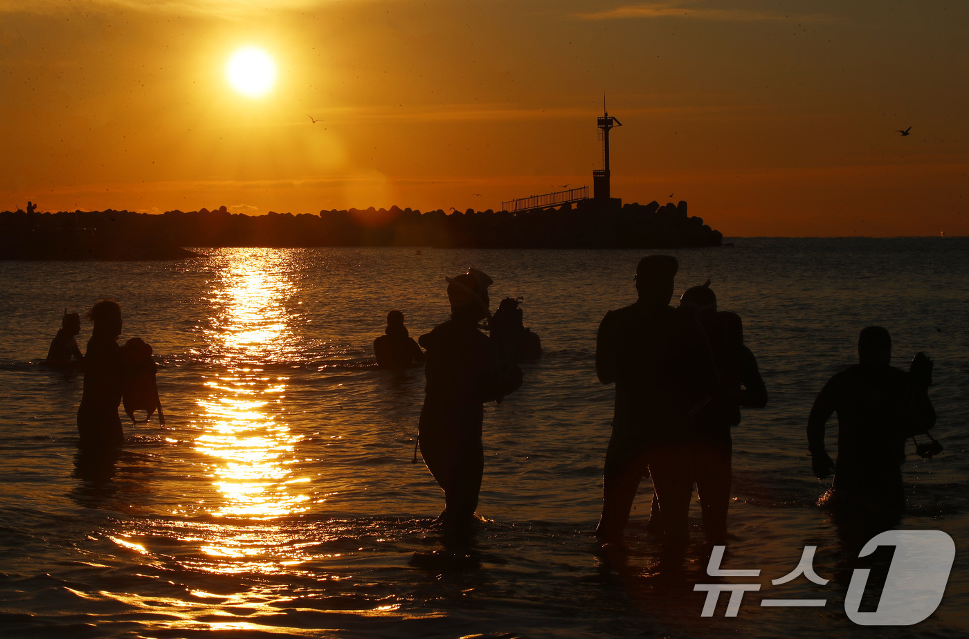 (부산=뉴스1) 윤일지 기자 = 2026년 병오년(丙午年) 새해 첫날인 1일 오전 부산 해운대해수욕장에서 시민들이 새해 첫 해돋이를 감상하고 있다. 2026.1.1/뉴스1