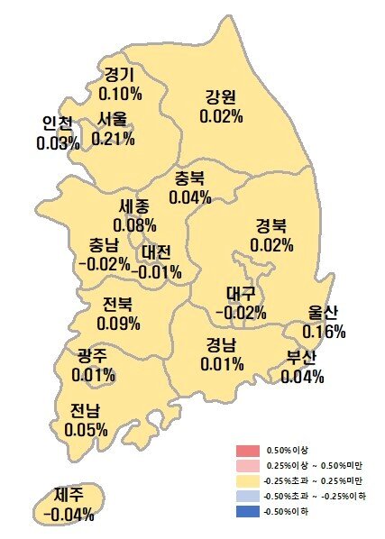 본문 이미지 - 시도별 아파트 매매가격지수 변동률.(부동산원 제공) / 뉴스1 ⓒ News1