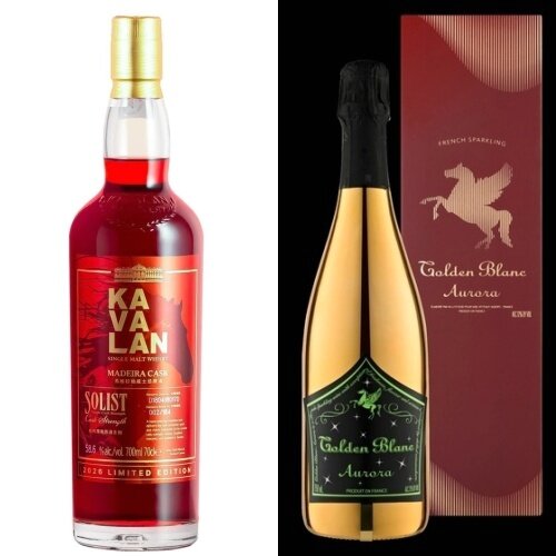 본문 이미지 - 카발란 솔리스트 마데이라 캐스크(왼쪽)와 오로라 레드 에디션(골든블루, 골든블랑 제공)