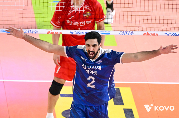 꼴찌 삼성화재, 또 고춧가루 뿌렸다…풀세트 끝 한국전력 제압(종합)