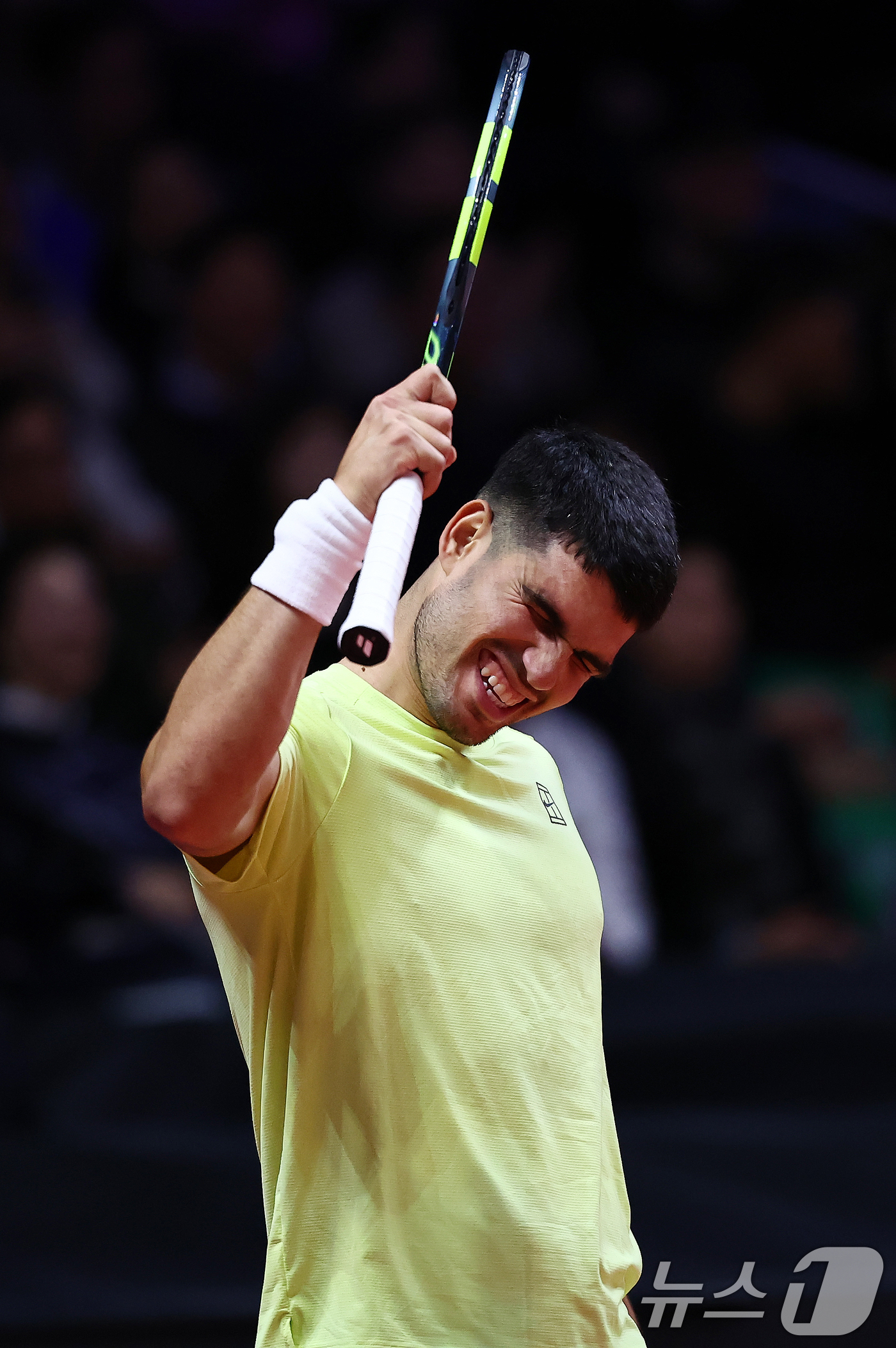 (인천=뉴스1) 김민지 기자 = 카를로스 알카라스가 10일 오후 인천 중구 인스파이어 아레나에서 열린 현대카드 슈퍼매치 14 얀니크 신네르와의 경기에서 득점 후 기뻐하고 있다. 2 …