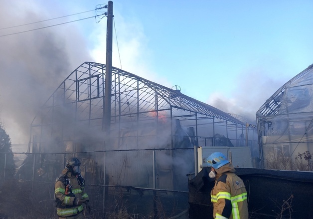 고양 자유로 인근 비닐하우스 불…2개 동 전소