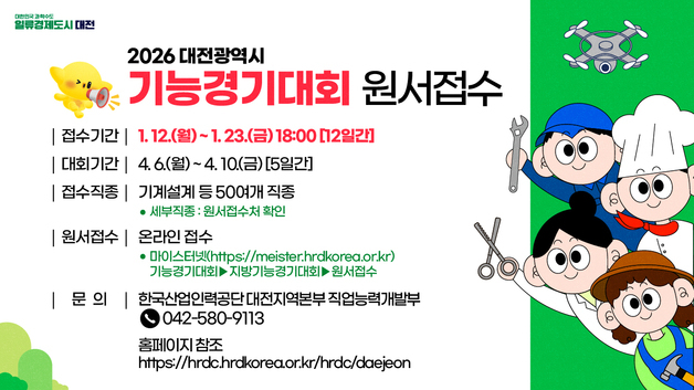 대전시 기능경기대회 참가자 모집…7개 분과 51개 직종