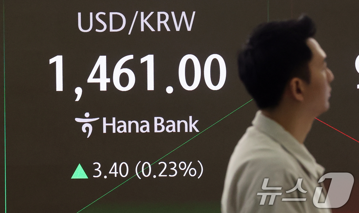 (서울=뉴스1) 황기선 기자 = 12일 오전 서울 중구 하나은행 딜링룸 전광판에 개장 시황이 나오고 있다.이날 코스피 지수는 53.57포인트(1.17%) 오른 4639.89, 코스 …