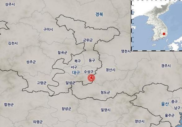 대구 달성군 인근서 규모 2.0 지진…피해 신고 없어