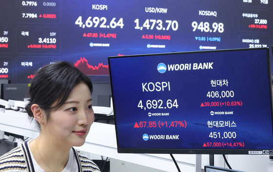 코스피 4700선 턱밑 마감…현대차 10% 상승