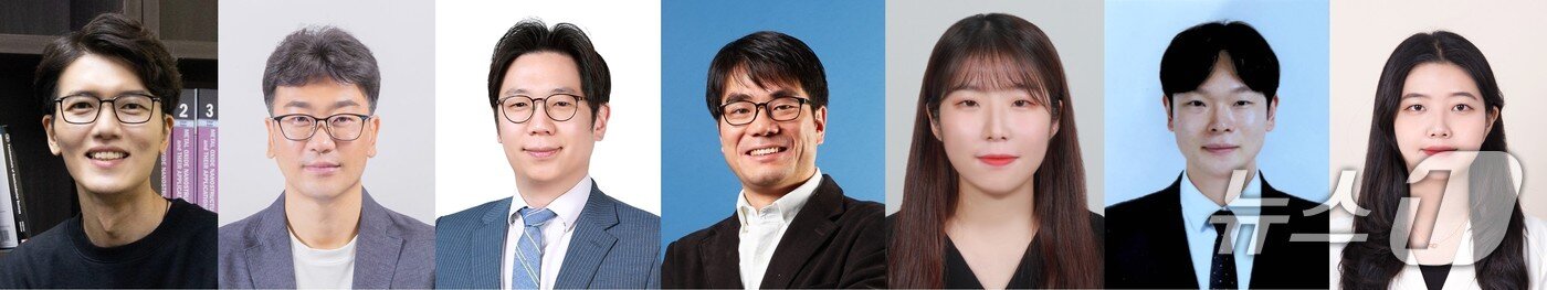 본문 이미지 - (좌측부터) 조승호 교수, 안광진 교수, 한정우 교수(서울대학교), 정후영 교수, 김효석 연구원, 오대원 연구원, 김미연 연구원(서울대학교).(UNIST 제공. 재판매 및 DB금지)/뉴스1
