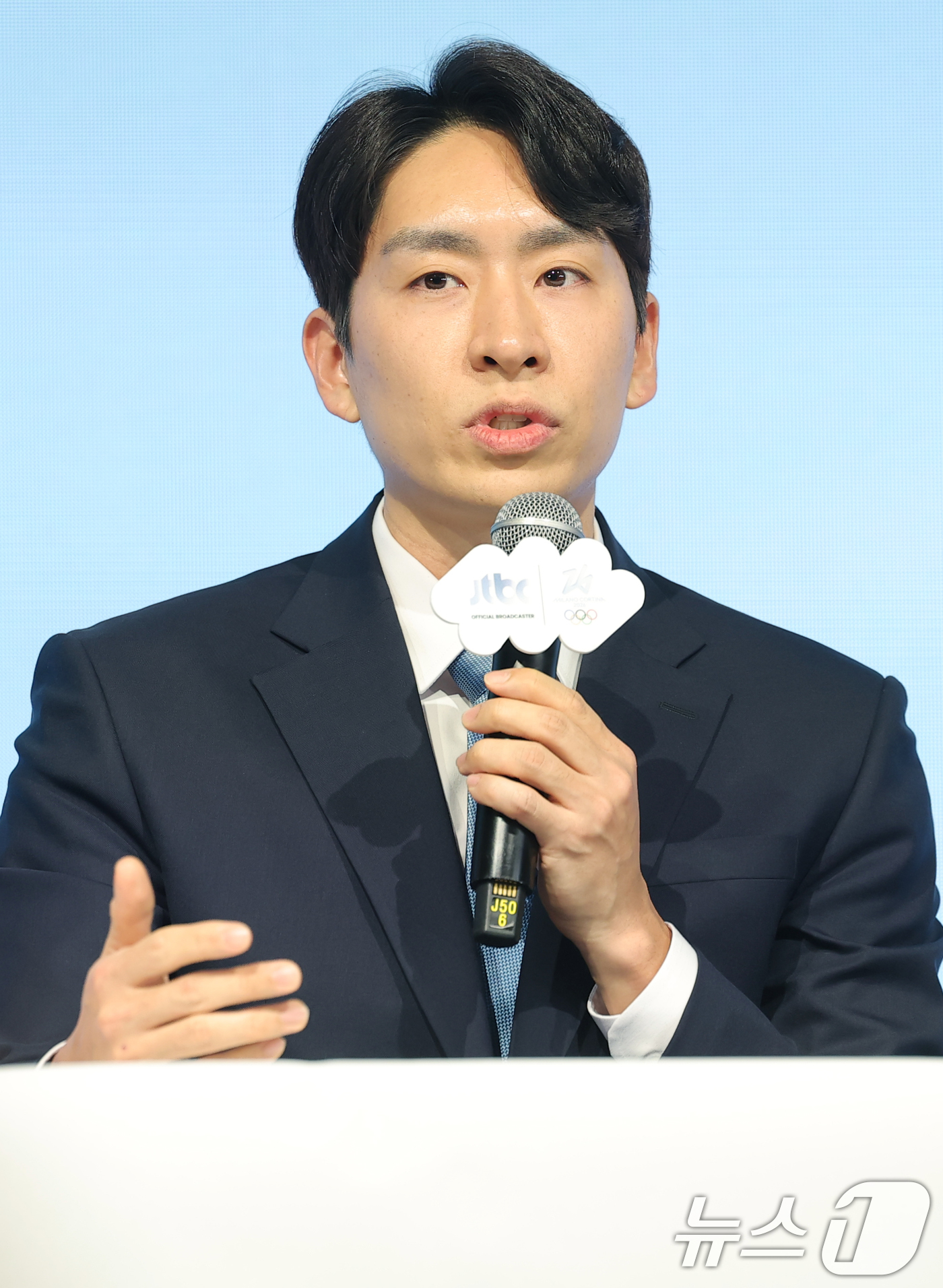 (서울=뉴스1) 권현진 기자 = 스피드 스케이팅 이승훈 해설위원이 14일 서울 영등포구 페어몬트 앰배서더 서울에서 열린 ‘2026 밀라노 코르티나 동계올림픽 JTBC 단독 중계’ …