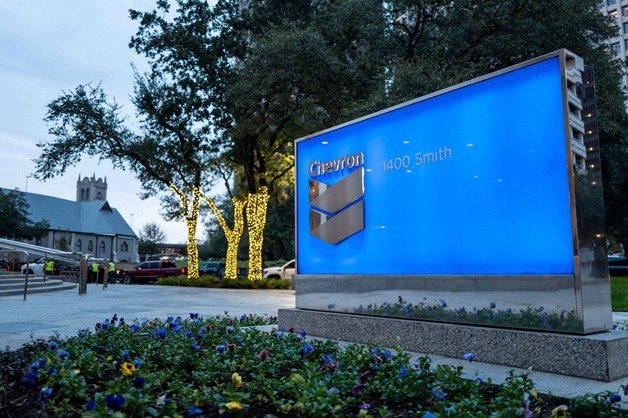 [포토] 미국 휴스턴 본사 앞의 셰브론 로고