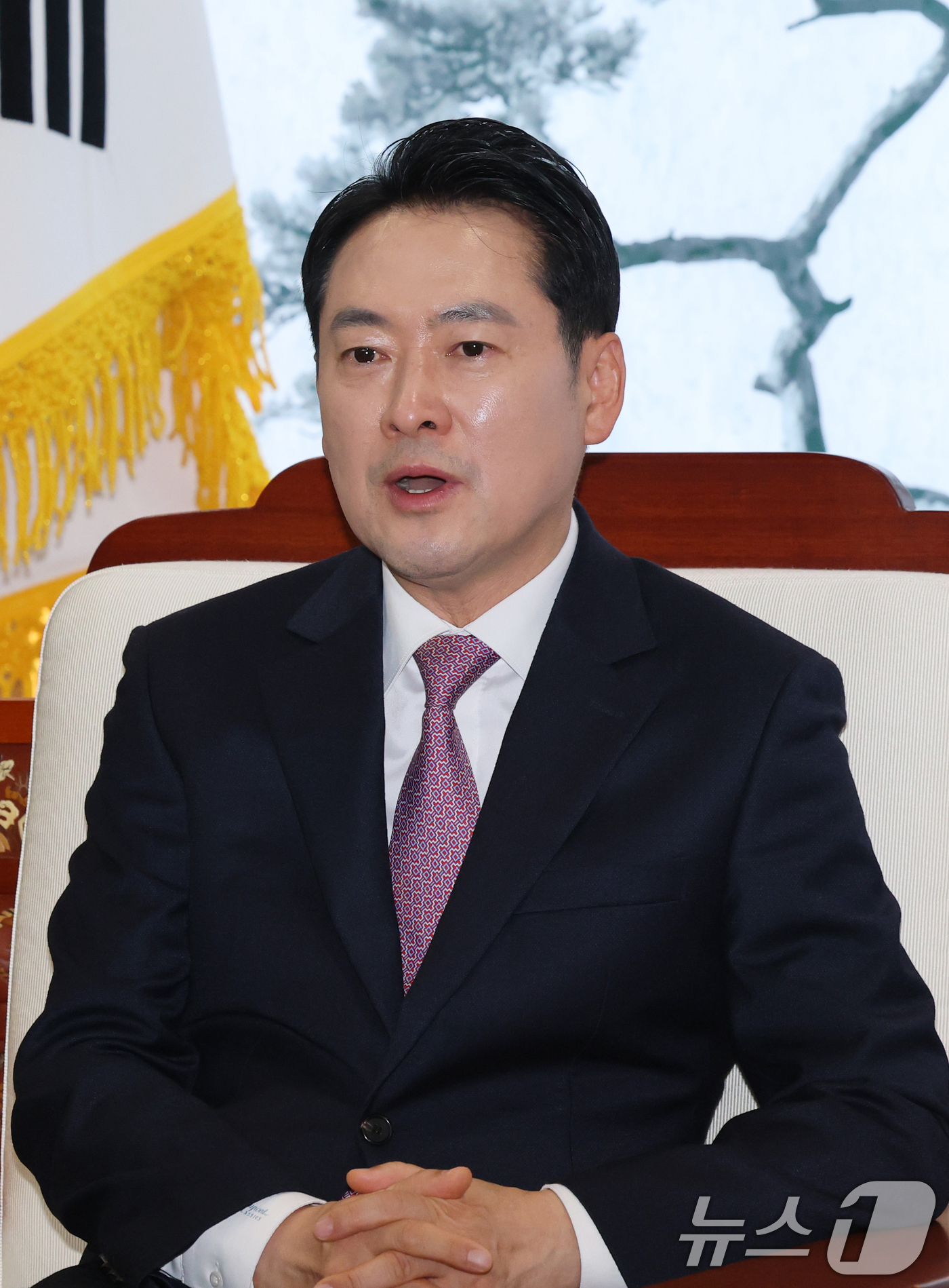 (홍성=뉴스1) 김기태 기자 = 장동혁 국민의힘 대표가 14일 오후 충남도청에서 김태흠 충남지사와 대전충남 행정통합 관련 정책협의에서 발언하고 있다. 2026.1.14/뉴스1