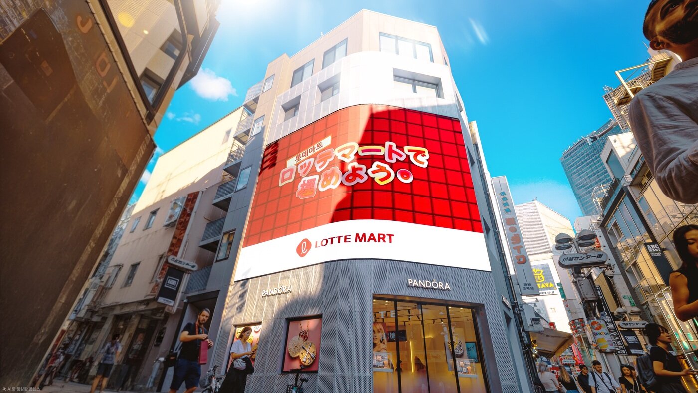 본문 이미지 - 도쿄 시부야 교차로 롯데마트 옥외광고(롯데마트 제공)