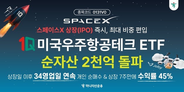 하나자산운용, 미국우주항공 ETF 순자산 2000억 돌파