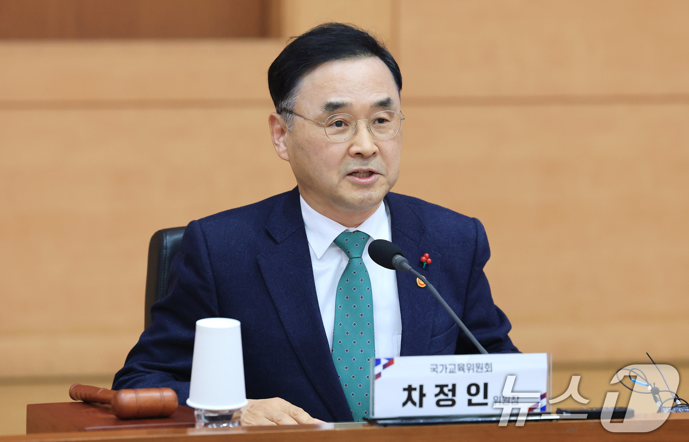 (서울=뉴스1) 임세영 기자 = 차정인 국가교육위원회 위원장이 15일 서울 종로구 정부서울청사 별관 국제회의실에서 열린 국가교육위원회 제64차 회의에서 모두발언을 하고 있다. 20 …