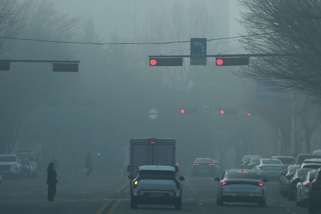 광주 도심, 짙은 안개