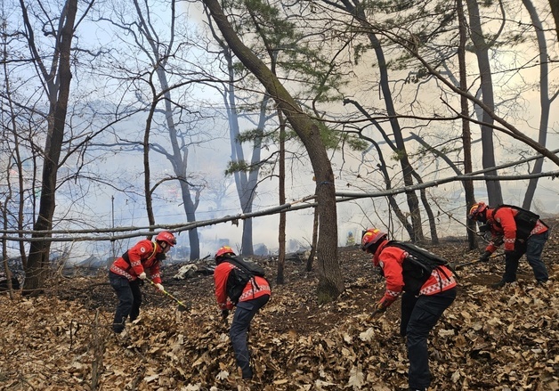 산림청 산불특수진화대 구룡마을 화재 방화선 구축