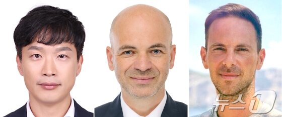 본문 이미지 - 왼쪽부터 박민우 현대차그룹 AVP본부장 겸 포티투닷 대표, 만프레드 하러 현대차그룹 R&D본부장, 밀란 코빅 현대차그룹  자문역 및 보스턴다이나믹스 사외이사.(현대차그룹 제공)ⓒ News1 김지영 디자이너
