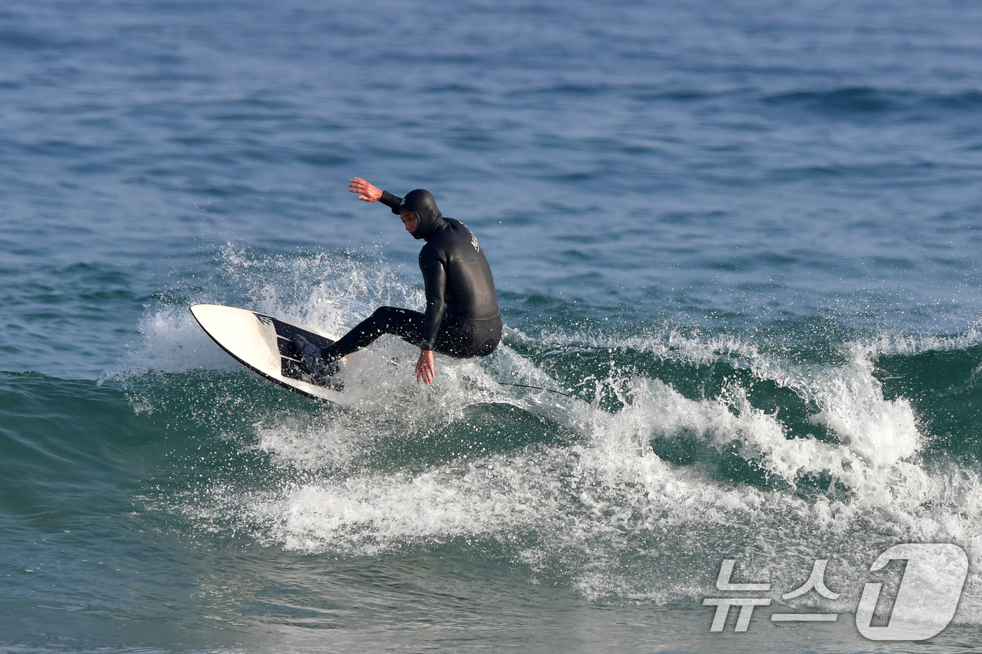 (포항=뉴스1) 최창호 기자 = 18일 경북 포항시 북구 흥해읍 용한리 해수욕장에서 서퍼들이 겨울 파도를 타고 있다. 2026.1.18/뉴스1