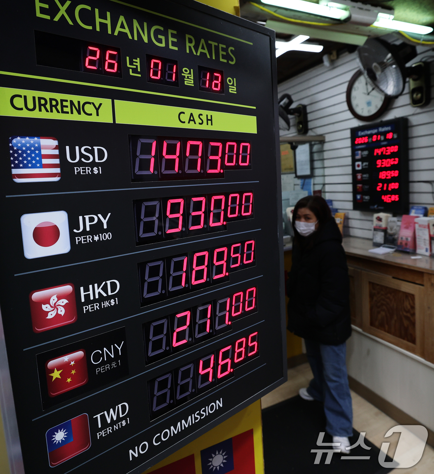 (서울=뉴스1) 오대일 기자 = 외환 당국의 개입에도 불구하고 원·달러 환율이 1480원선에 육박하는 등 고환율·고물가의 이중고가 계속되는 가운데 18일 오후 서울 중구 명동거리의 …