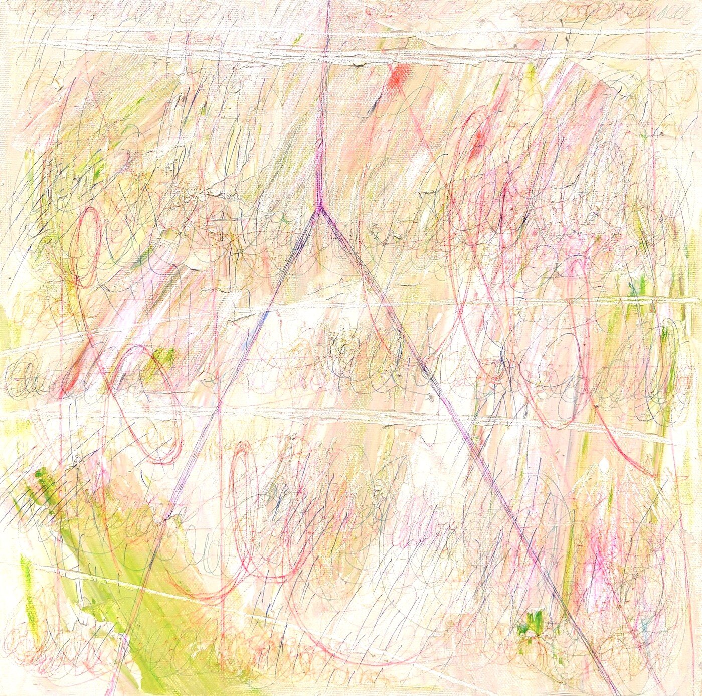 본문 이미지 - 짧게 탄 수레, 32x32cm, Mixed media on canvas, 2025, 영해 (하랑갤러리 제공)