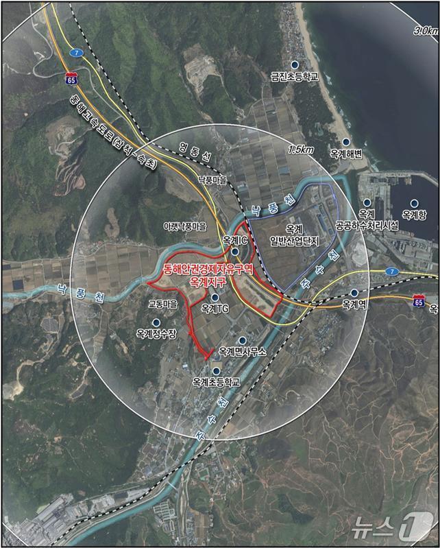 본문 이미지 - 옥계 첨단소재융합산업지구 위치도.(강원경제자유구역청 제공, 재판매 및 DB 금지)