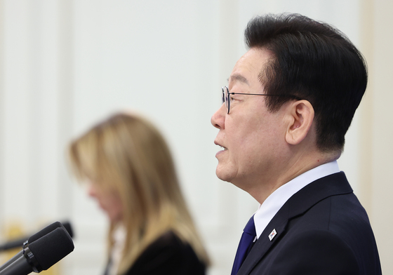 공동언론발표하는 이재명 대통령